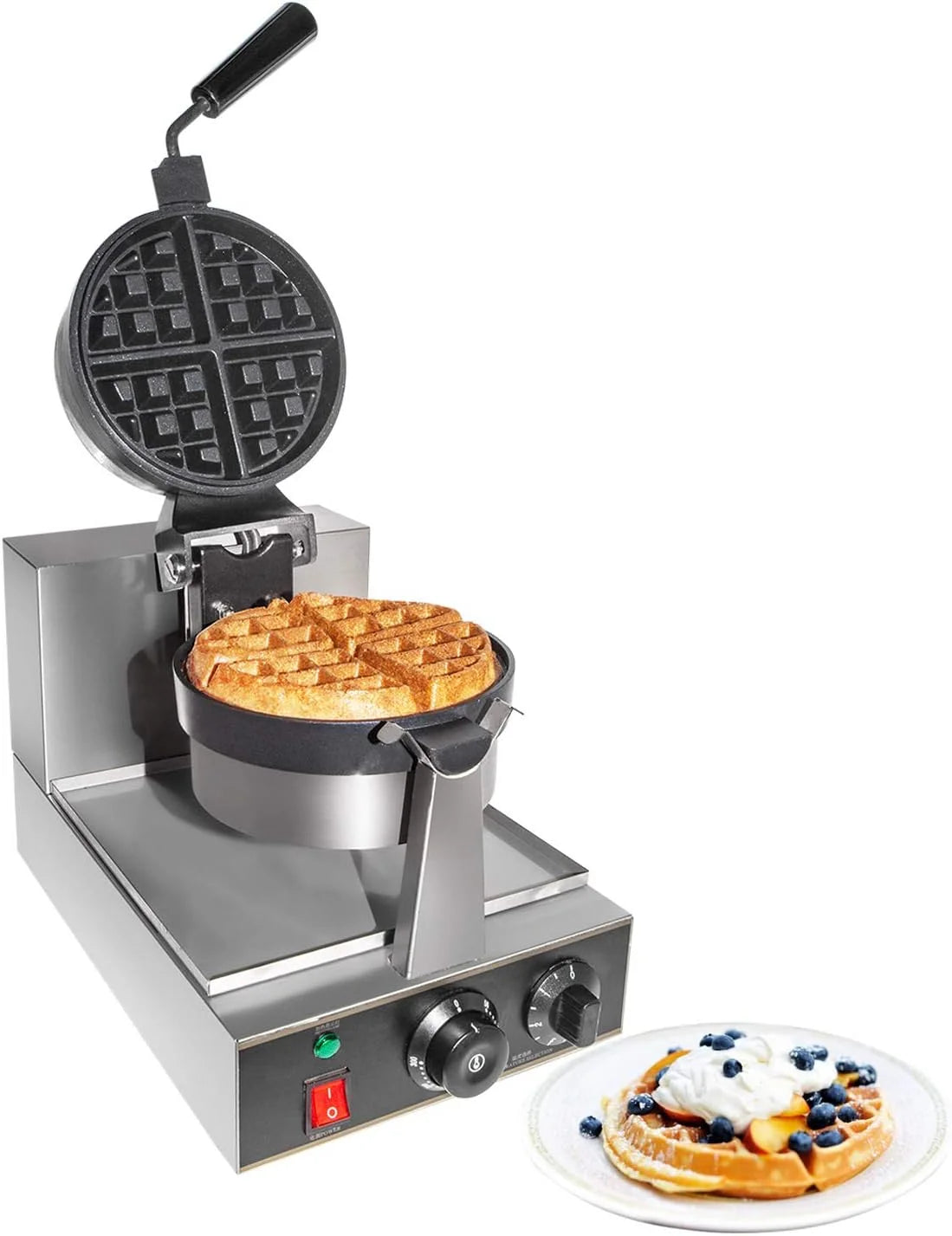 Belgian Waffle Maker | Waffle Iron | Stainless Steel | Rotating Mechanism (Budget Version) | 110V