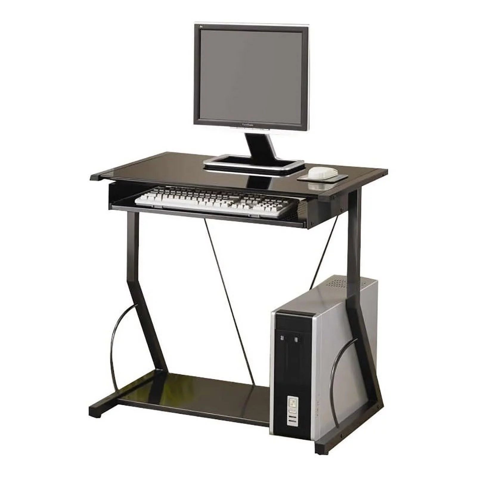 Stonecroft Furniture Contemporary Metal Computer Desk with Keyboard in Black
