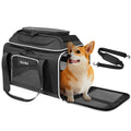 PETSKD Cat Carriers, Top-Expandable Pet Carrier for Small Cats Dog with Locking Safety Zippers, Soft-Sided Carrier with 5 Ventilated Windows, 17x11x9.5 inches, Black