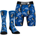 Men's Rock Em Socks Blue Dallas Mavericks All-Over Logo Boxer Briefs & Crew Socks Combo Pack