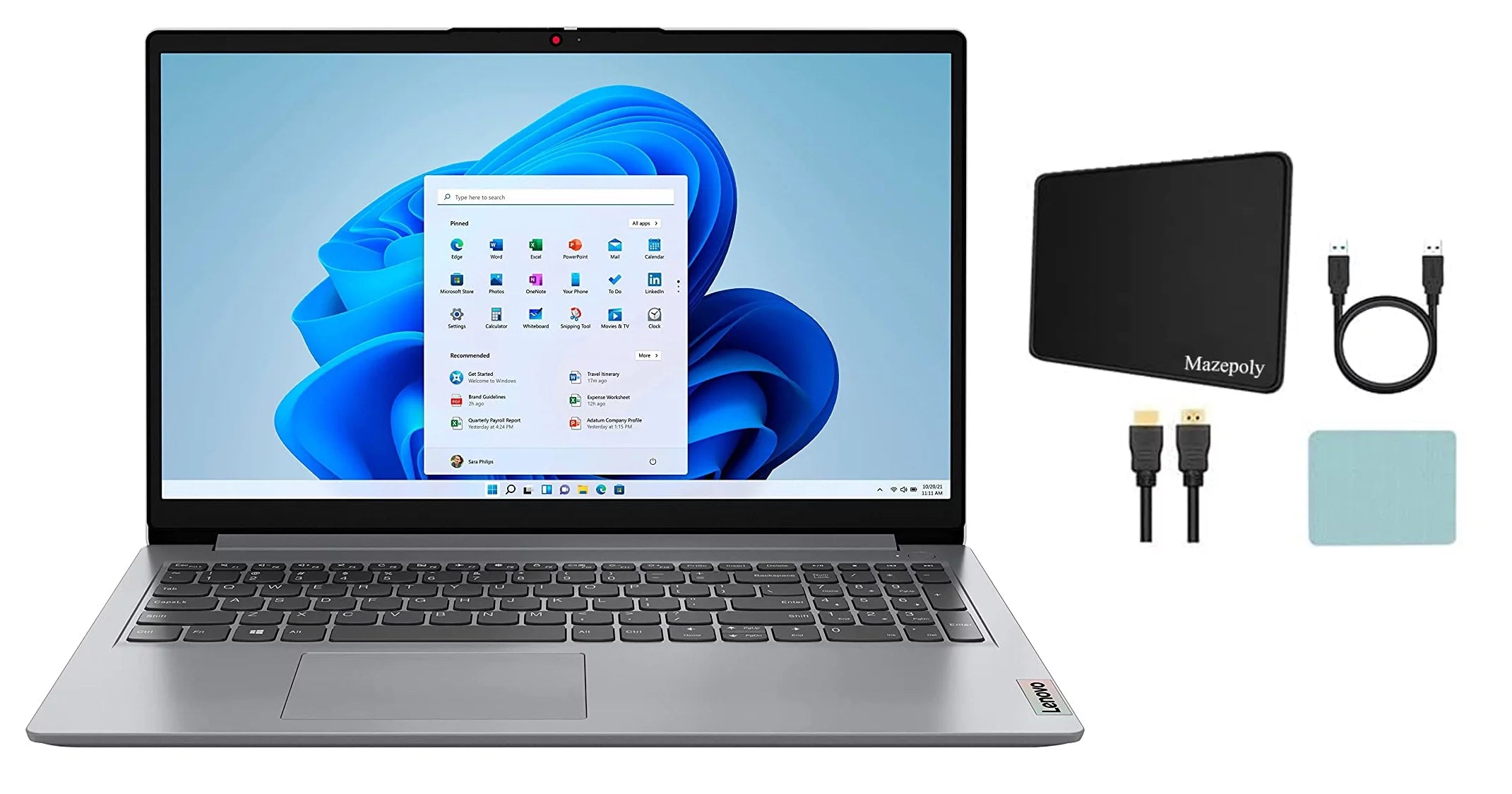 Newest Lenovo Ideapad Laptop PC - 15.6 FHD Touch Screen, AMD Ryzen 7 5700U, 12GB DDR4 Memory, 512GB SSD - Cloud Grey, Windows 11 - Numerical Keyboard, SD Card Reader, Webcam + Mazepoly Accessories