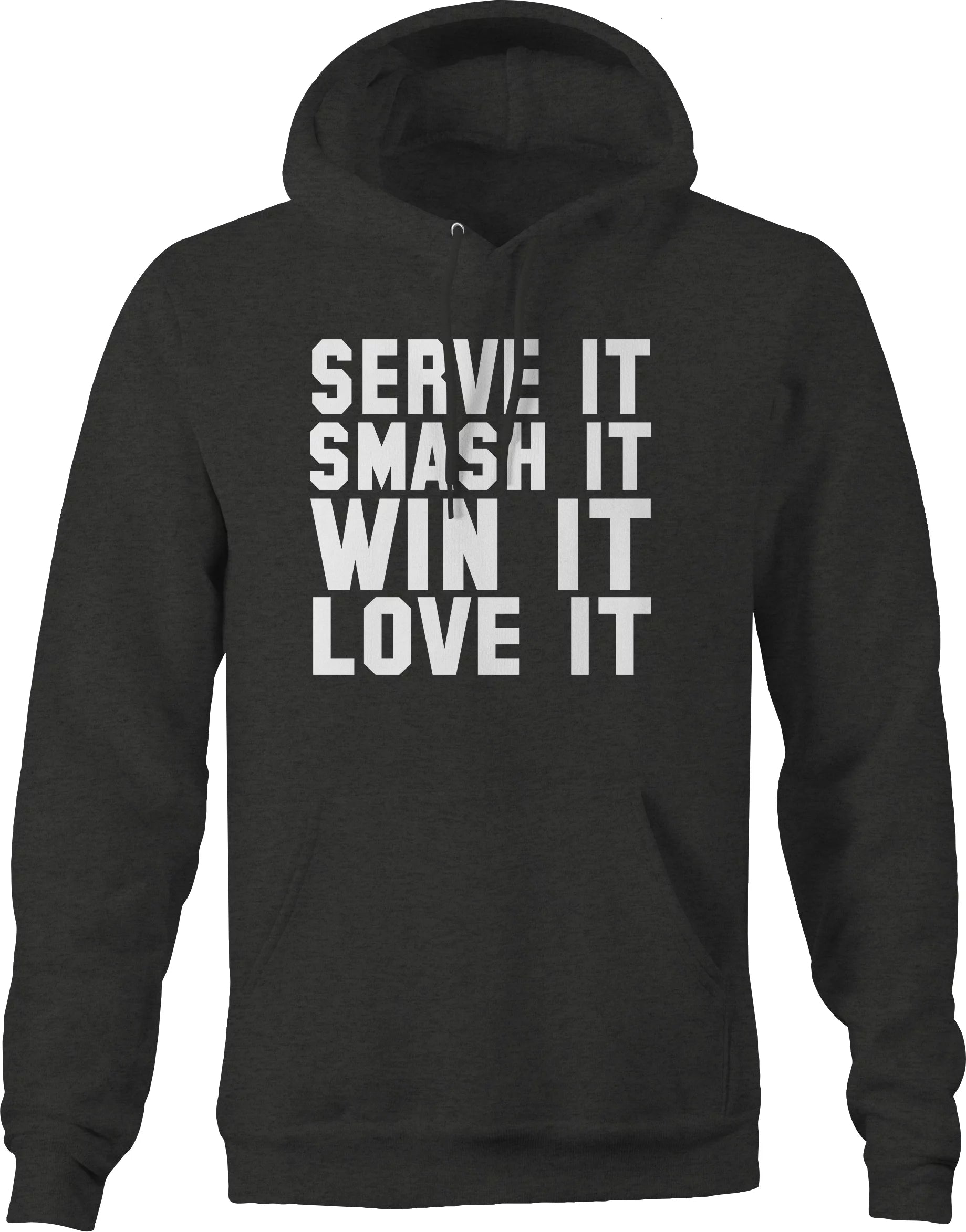 Serve Smash Win Love Volleyball Tennis Sweatshirt for Men Small Dark Gray