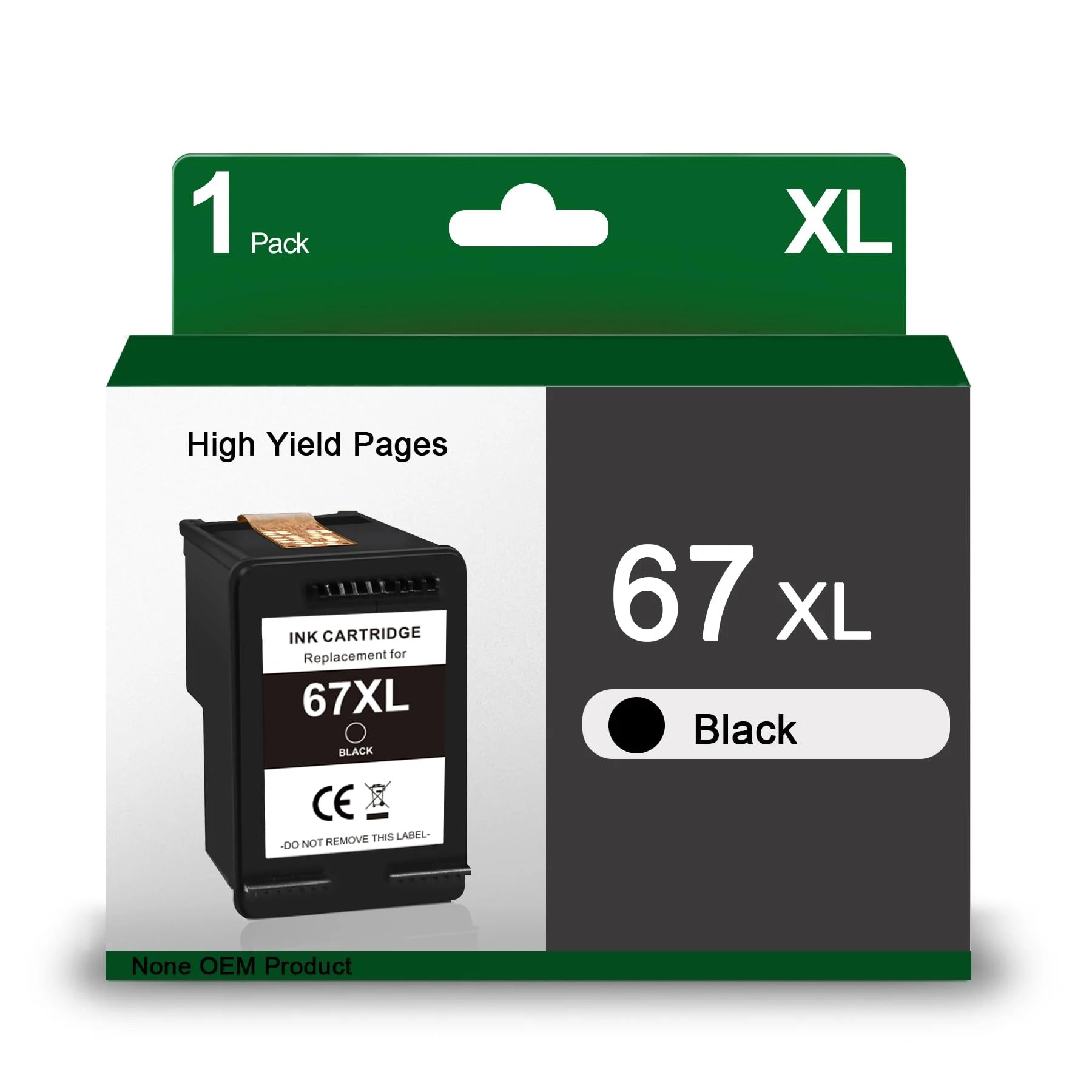 67XL Black Ink Cartridge Replacement for HP 67 XL 67 Vaule Pack for Envy 6055 6055e 6052 6075 Envy Pro 6455 6455e 6475 6452 6458 DeskJet 4155 2755 2755e 4052 Printer (1 Black)