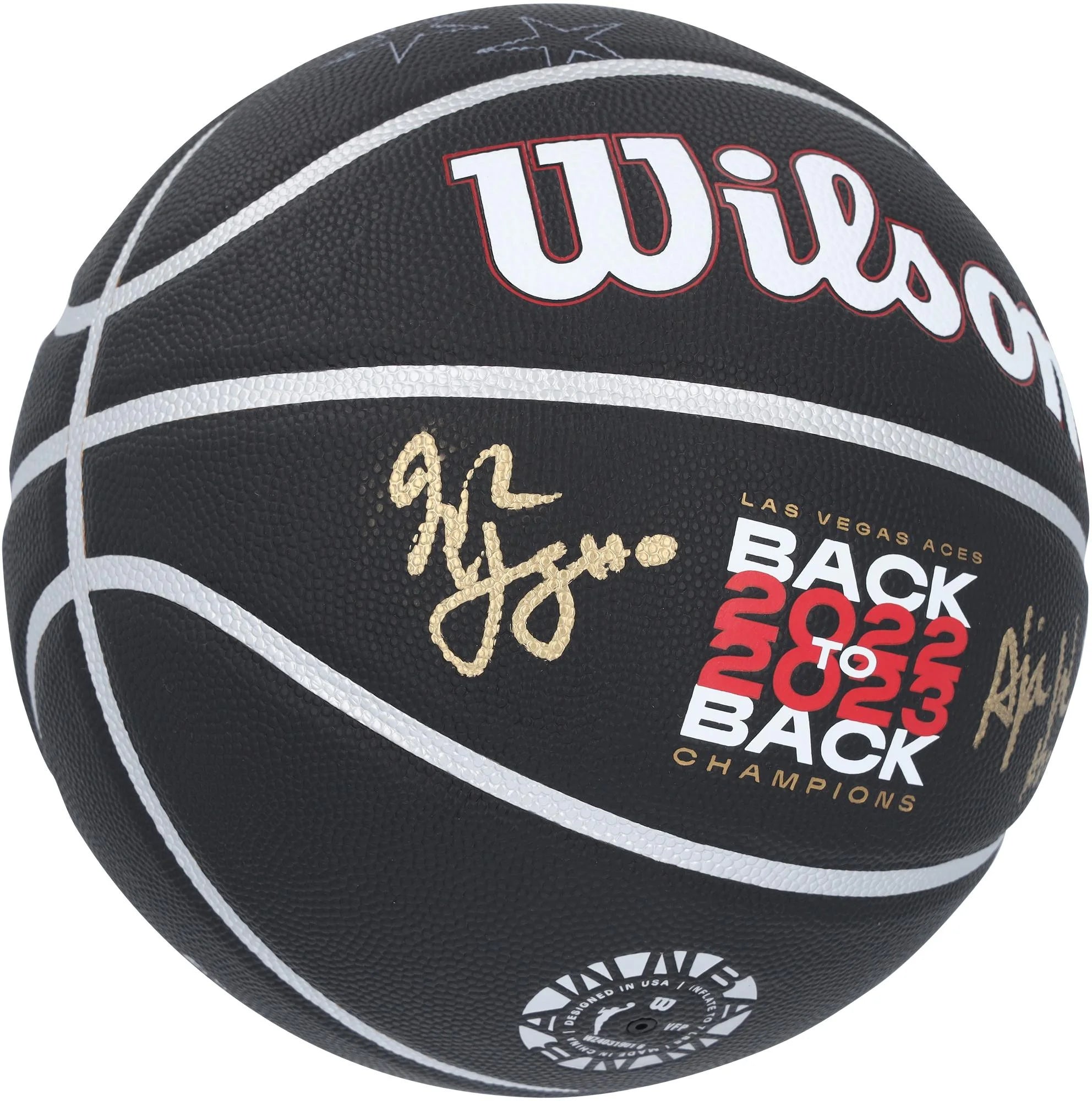 A'ja Wilson and Jackie Young Las Vegas Aces Autographed Wilson 2023 WNBA Champions Collector Basketball - Fanatics Authentic Certified
