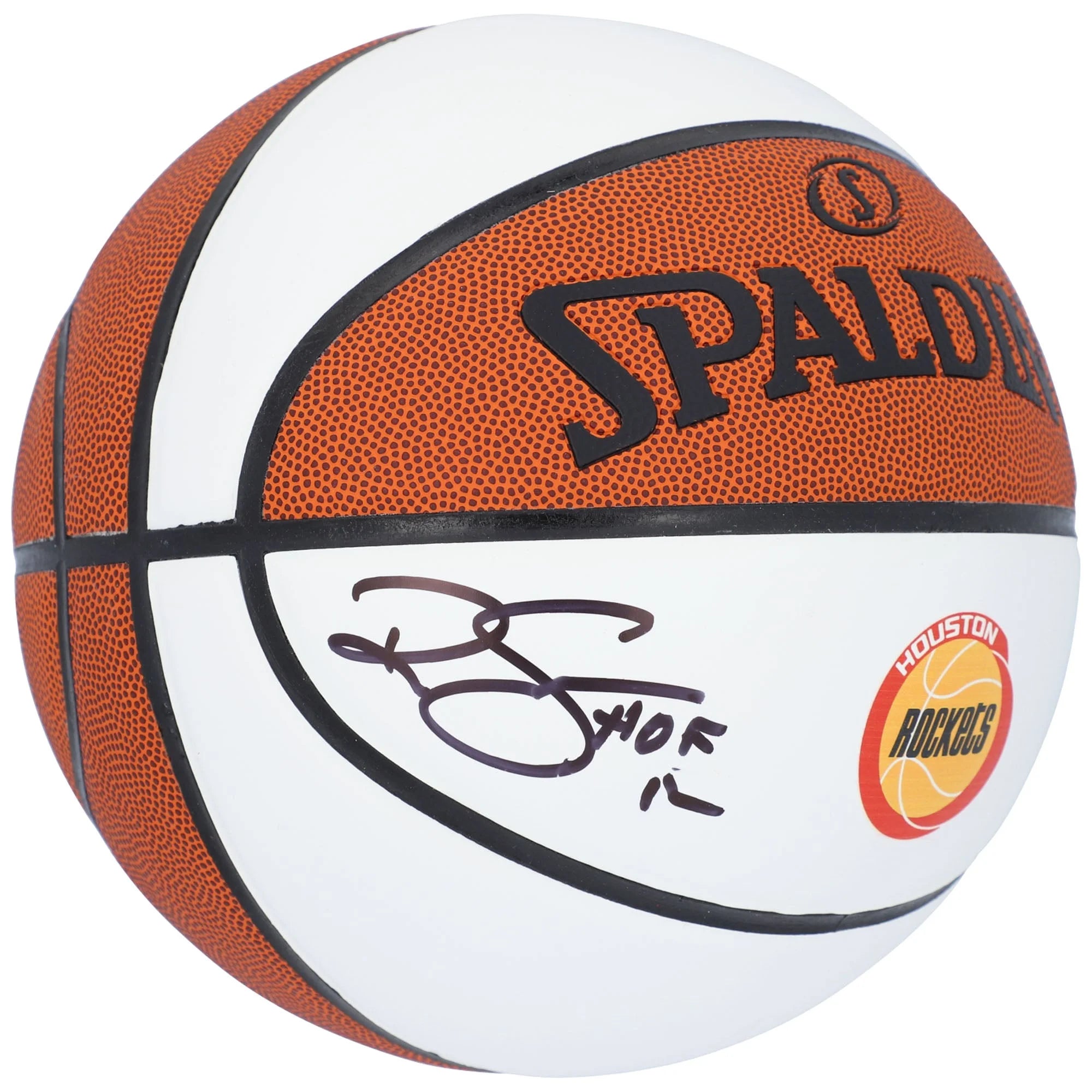Ralph Sampson Houston Rockets Autographed Spalding 1972-95 Throwback Logo White Panel Basketball with HOF 12 Inscription - Fanatics Authentic Certified