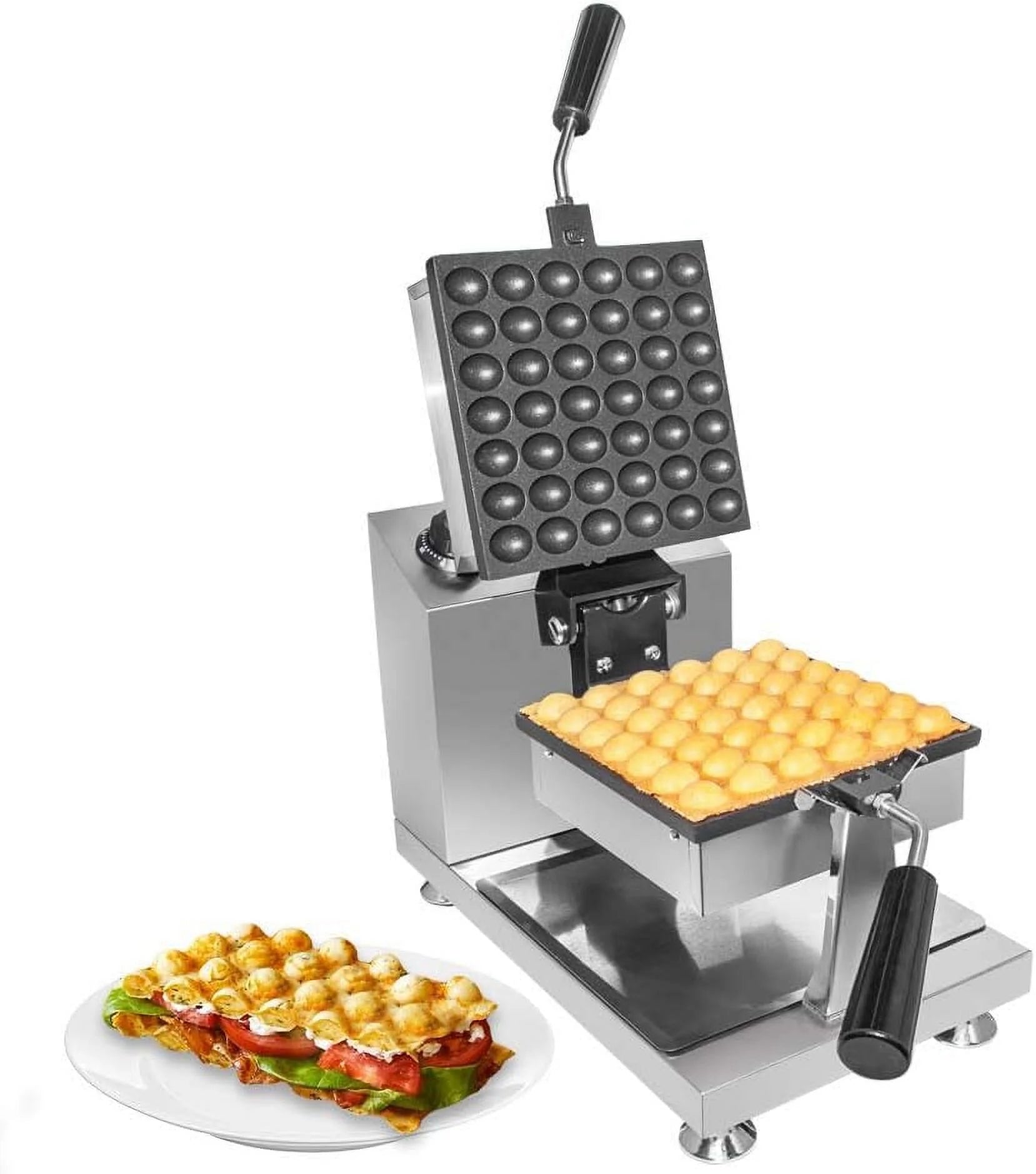 Bubble Waffle Maker | Waffle Iron With Nonstick Coating | Stainless Steel (Rotating (Square-Shaped))