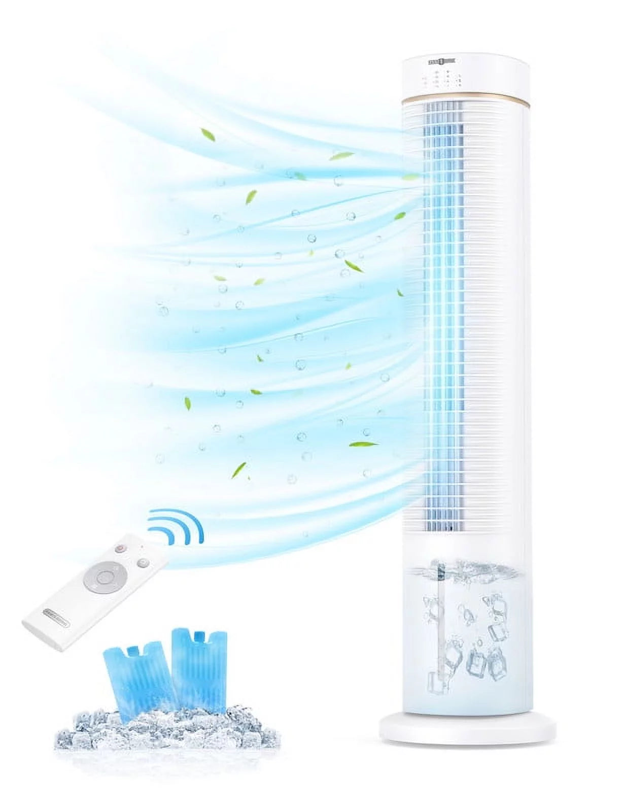 Paris Rhone Evaporative Air Tower Fan Anion Humidify,Tower Fan Oscillating Swamp Cooler 43 White