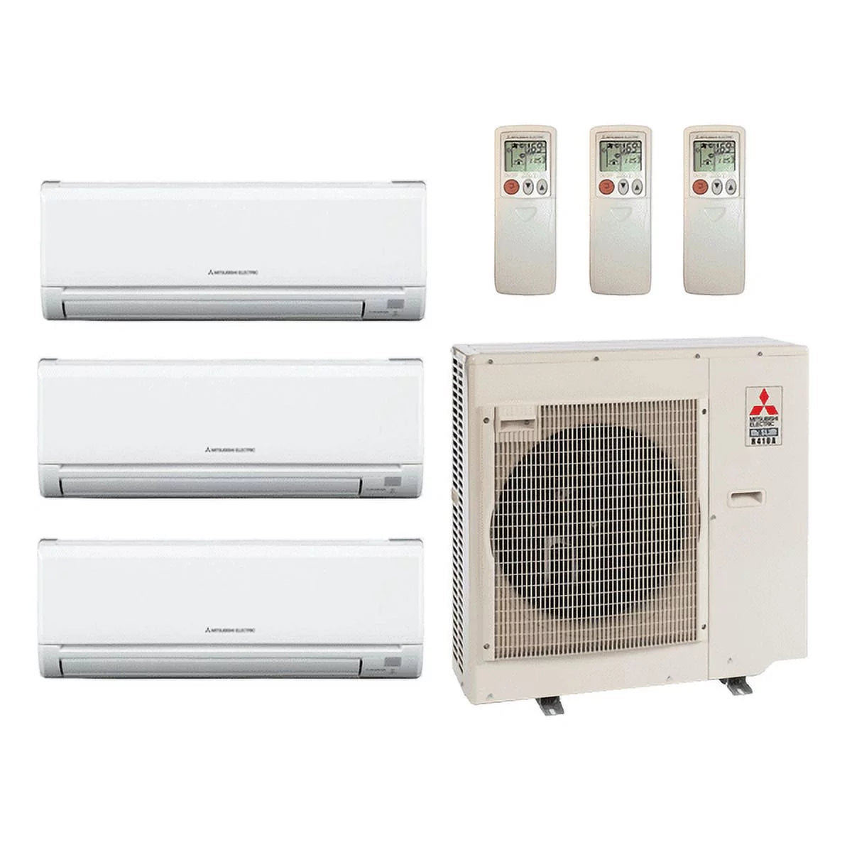 Mitsubishi 27,000 Btu 19.2 SEER2 3-Zone Ductless Mini Split Heat Pump System - 6K-9K-12K - MXZ3C30NA - MSZ-GS06NA - MSZ-GS09NA - MSZ-GS12NA