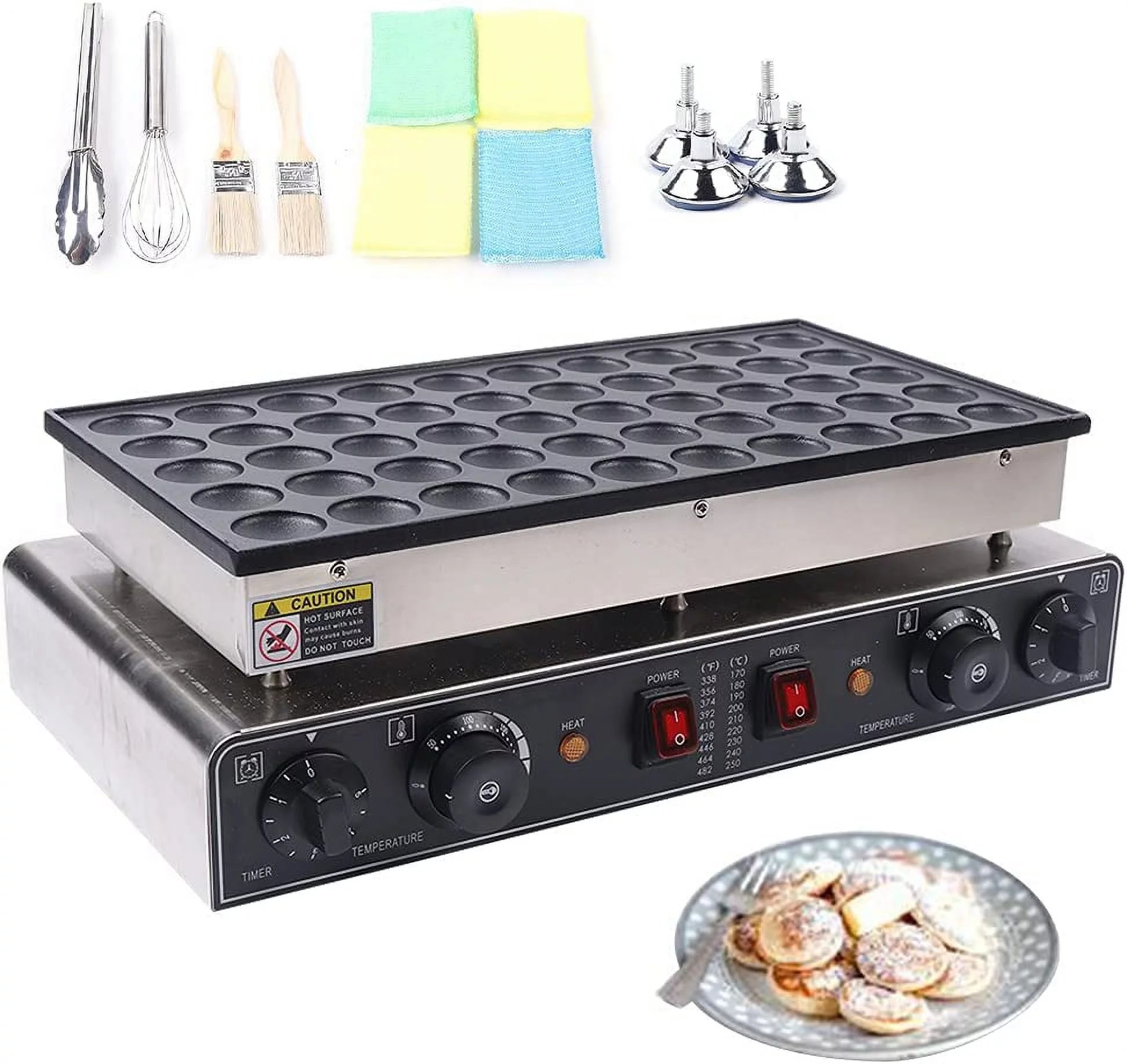 Miumaeov Mini Dutch Pancake Baker Maker, Commercial Electric Nonstick 50Pcs Poffertje Mini Waffle Pancake Maker Stainless Steel for Restaurants, Cafes Shops