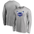 Men's Fanatics Branded Heather Gray Charlotte Hornets Primary Logo Long Sleeve T-Shirt