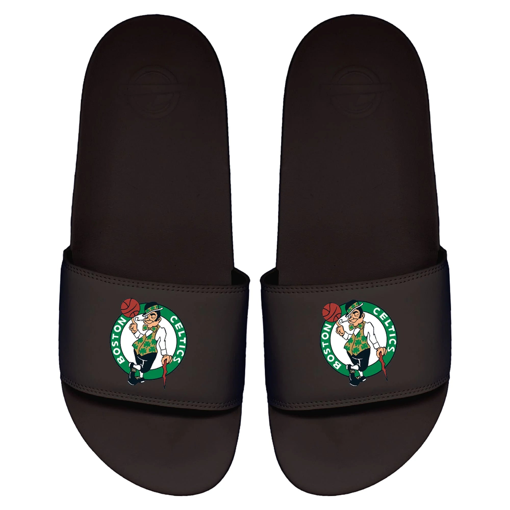 Youth ISlide Black Boston Celtics Primary Logo Motto Slide Sandals
