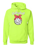 Volleyball Mom Cute Bow Ribbon Ball Sports Unisex Graphic Hoodie Sweatshirt, Safety Green, 3XL
