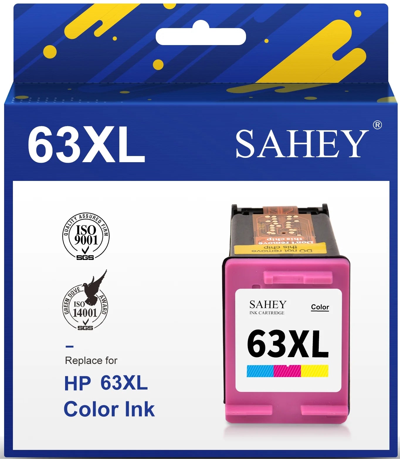 63 Tri-color Ink Cartridge for  HP 63XL 63 Ink  Cartridges for HP Officejet 3830 4650 5255 3832 HP Envy 4520 4512 4516 HP Deskjet 1112 3630 3634 3639 2132 Ink Printer (1 Tri-color)