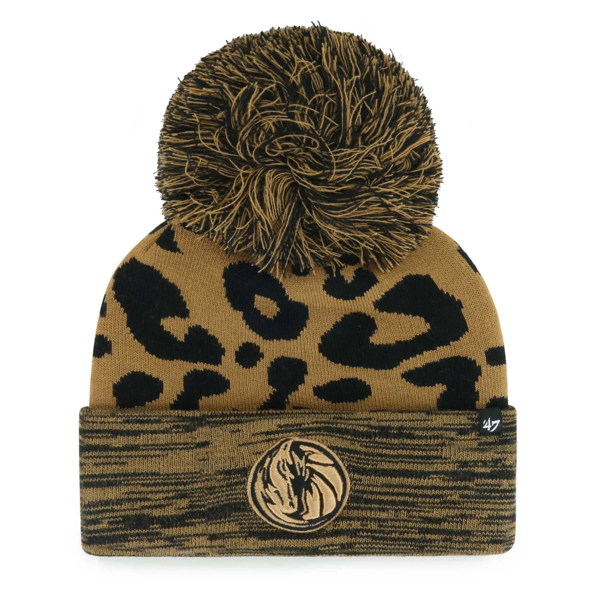 Women's '47 Leopard Dallas Mavericks Rosette Cuffed Knit Hat with Pom - OSFA