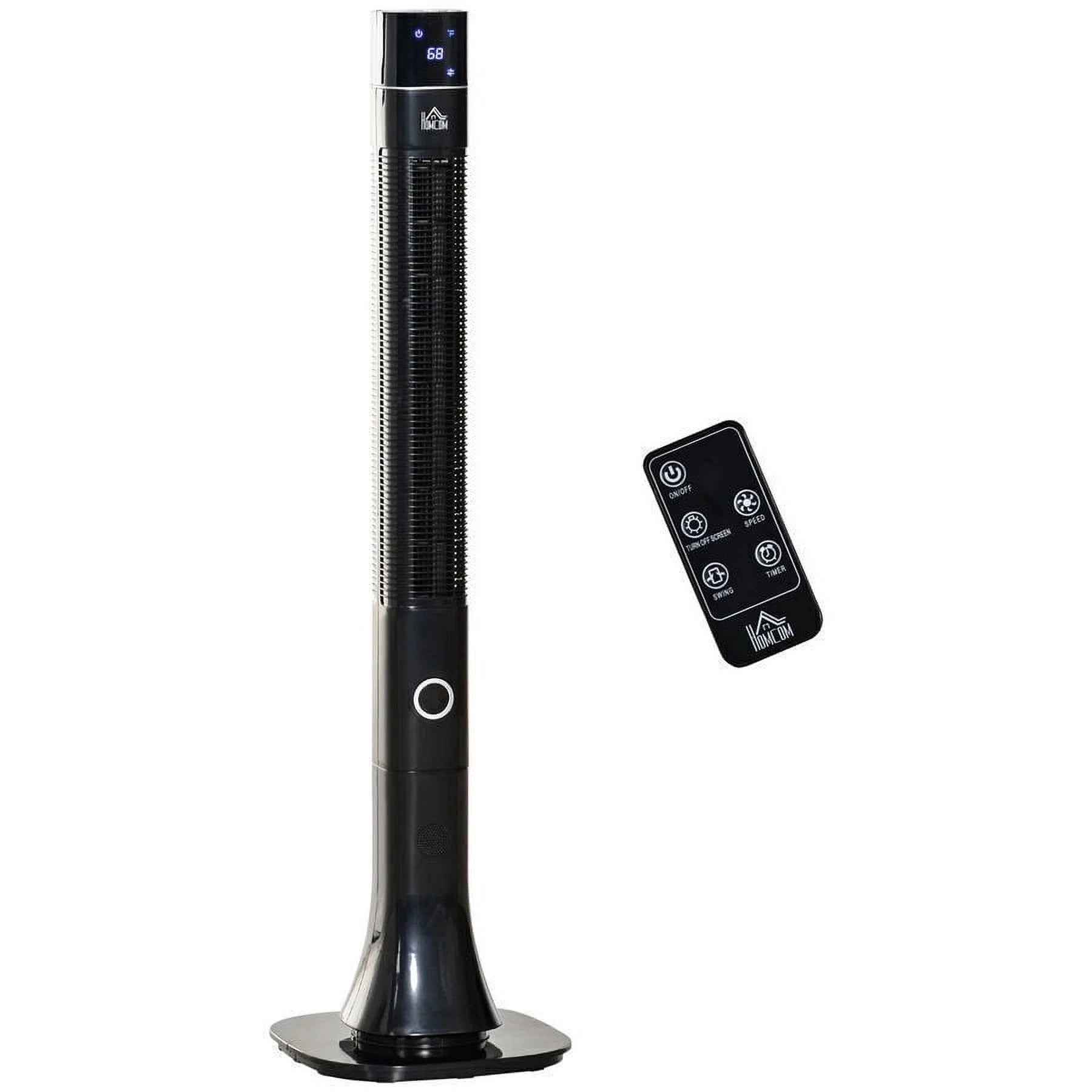 47 Oscillating Slim Tower Cooling Fan w/ 3 Speeds LED Remote Control Black