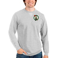 Men's Antigua Heathered Gray Boston Celtics Reward Crewneck Pullover Sweatshirt
