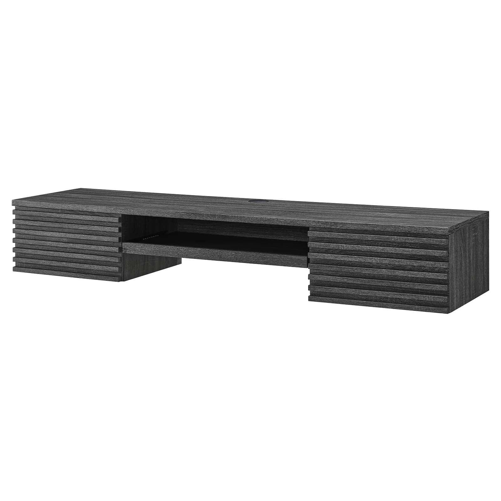 Computer Work Desk, Charcoal Grey Gray, Wood, Modern Contemporary, Mid Century Home Business Office Furniture