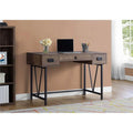 31 in. Brown Particle Board & Black Metal Computer Desk with a Hollow Core