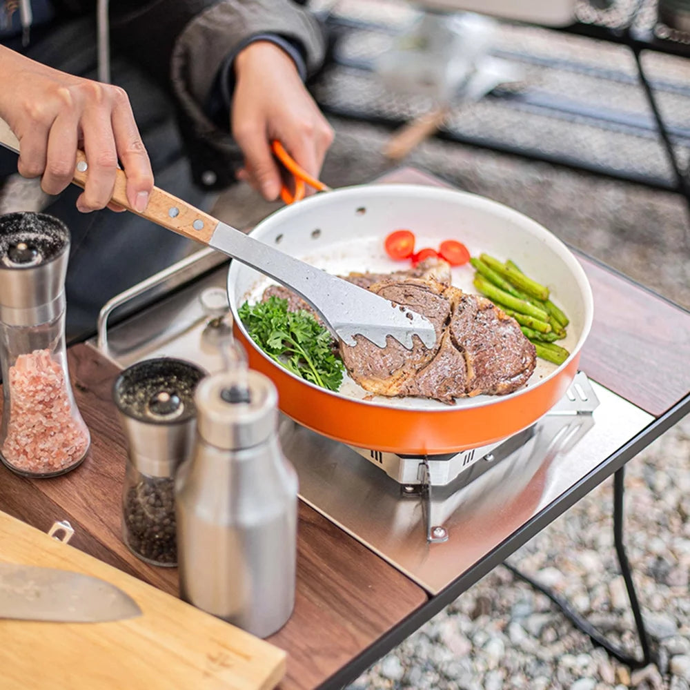 Walmeck Non-Stick Frying Pan with Folding Handle Ceramic Coating Camping Skillet for Camping Picnic