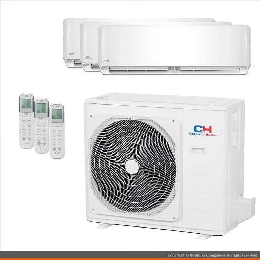 Tri 3 Zone Mini Split Ductless Air Conditioner Heat Pump 18000 18000 24000 Multi