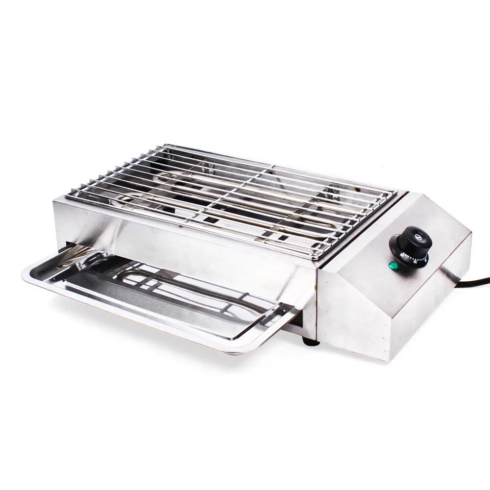 Stainless Steel Electric BBQ Grill Smokeless Barbecue Grill Outdoor 1800W 110V