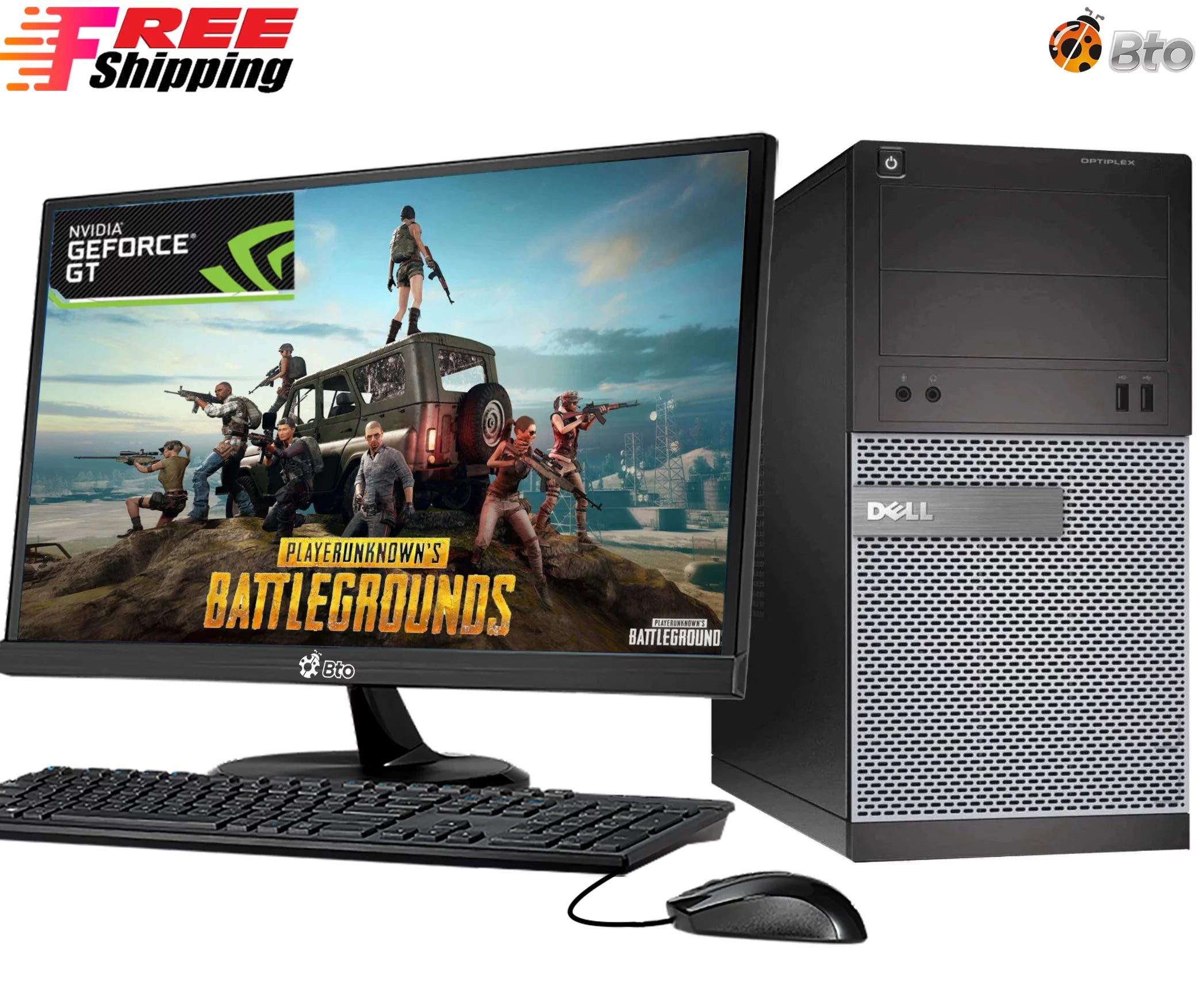 Restored Gaming Computer Dell Desktop Tower PC Intel Core i5 Processor 16GB Ram 256GB SSD 1TB HDD 24 LCD NVIDIA GeForce GT 1030 Bto KB and Mouse Wifi Adapter Bluetooth Windows 10 (Refurbished)
