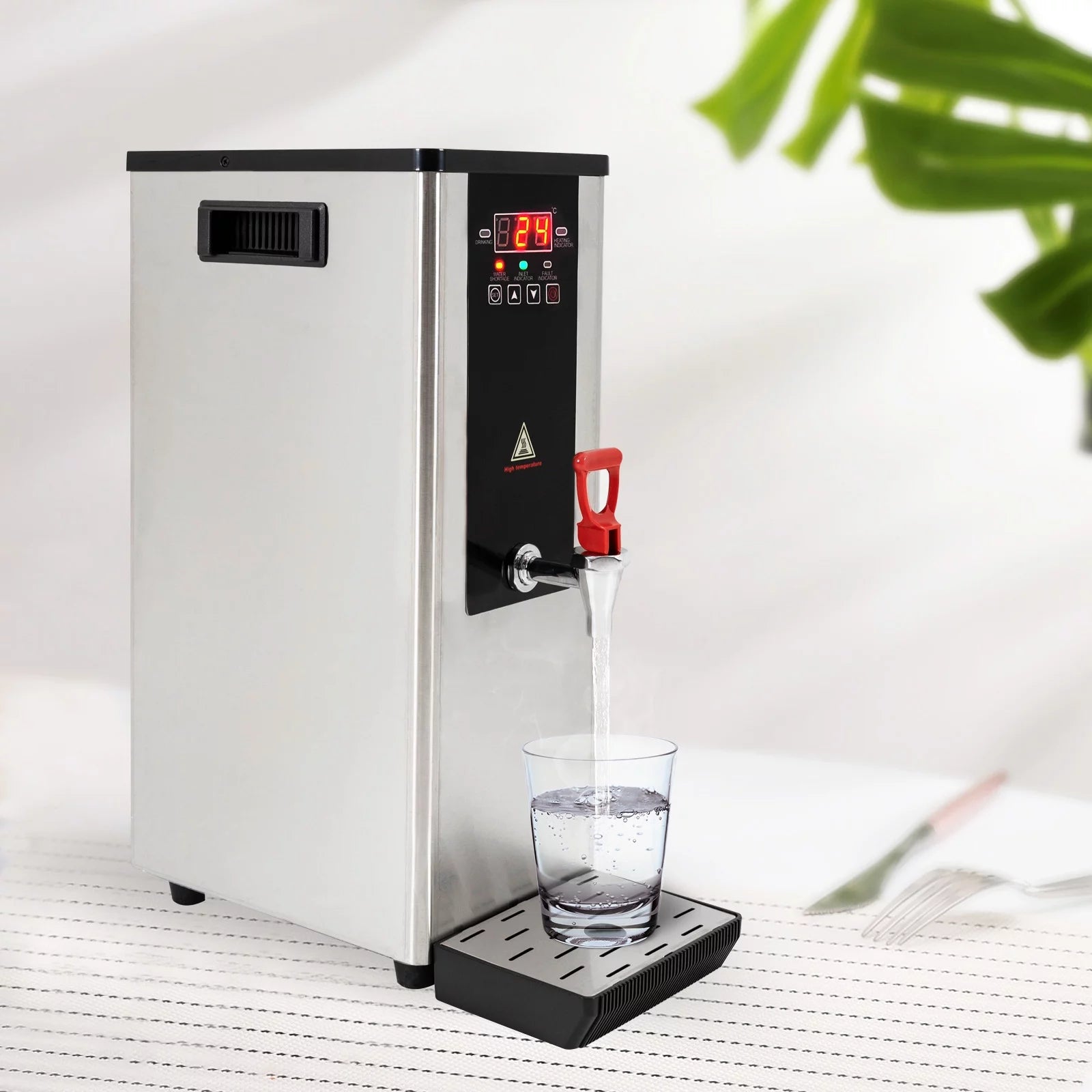 Miumaeov Electric Water Boiler and Dispenser, Commercial 10L Full-Automatic Boiling Water Machine, Stainless Steel Liner and LCD Display for Tea Coffee Shop Dessert Shop Hotel