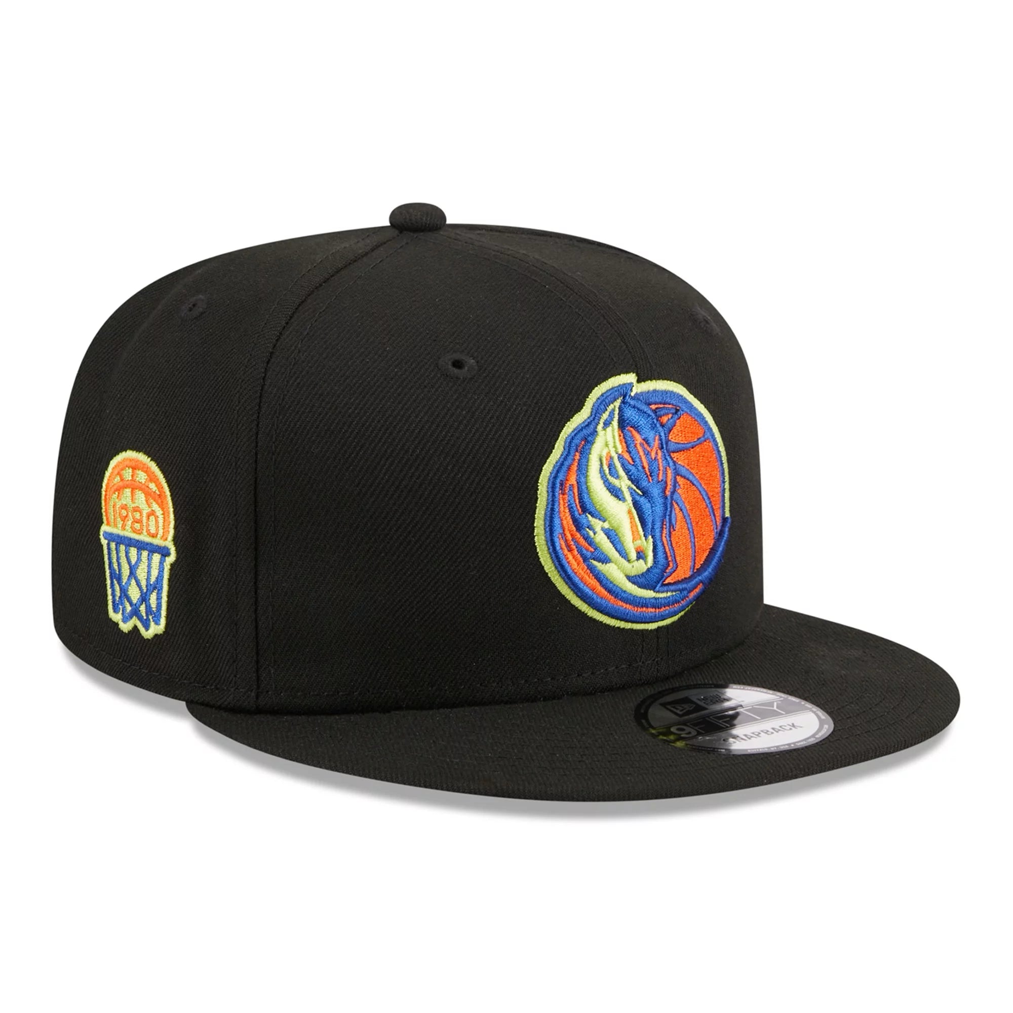 Men's New Era Black Dallas Mavericks Neon Pop 9FIFTY Snapback Hat - OSFA