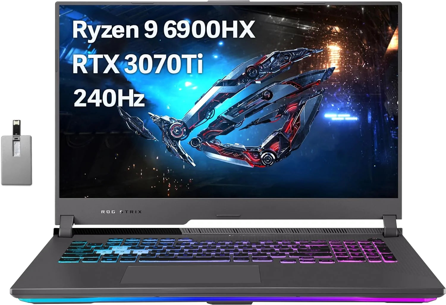 ASUS ROG Strix G17 17.3 WQHD 240Hz Gaming Laptop, AMD Ryzen 9 6900HX, GeForce RTX 3070Ti, 64GB DDR5 RAM, 4TB SSD, RGB Keyboard, ROG Intelligent Cooling, Win 11 Pro, with Hotface 32GB USB Card