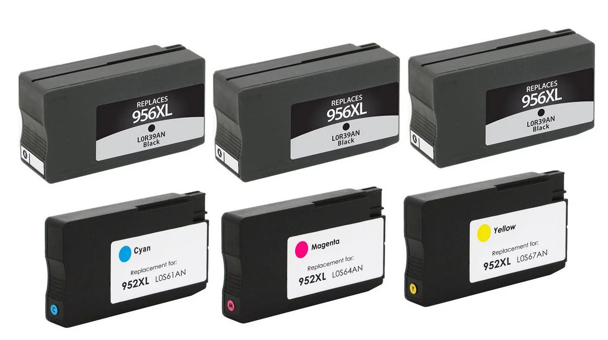 PrinterDash Replacement for OfficeJet Pro 7720/7730/8200/8210/8700/8720/8725/8730/8740 High Yield Inkjet Combo Pack (3-BK/1-C/M/Y) (NO. 956XL/NO. 952XL) (L0R39AN_3PK/4WN16A_1PKMP)