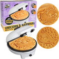 Narwhal Electric Waffle Maker w Removable Unicorn Plate for Easy Cleanup- Makes 8 Waffles or Pancakes that Bring Kids Breakfast Smiles- Non-Stick Waffler Griddle, Adjustable Temp Control, Girls Gift
