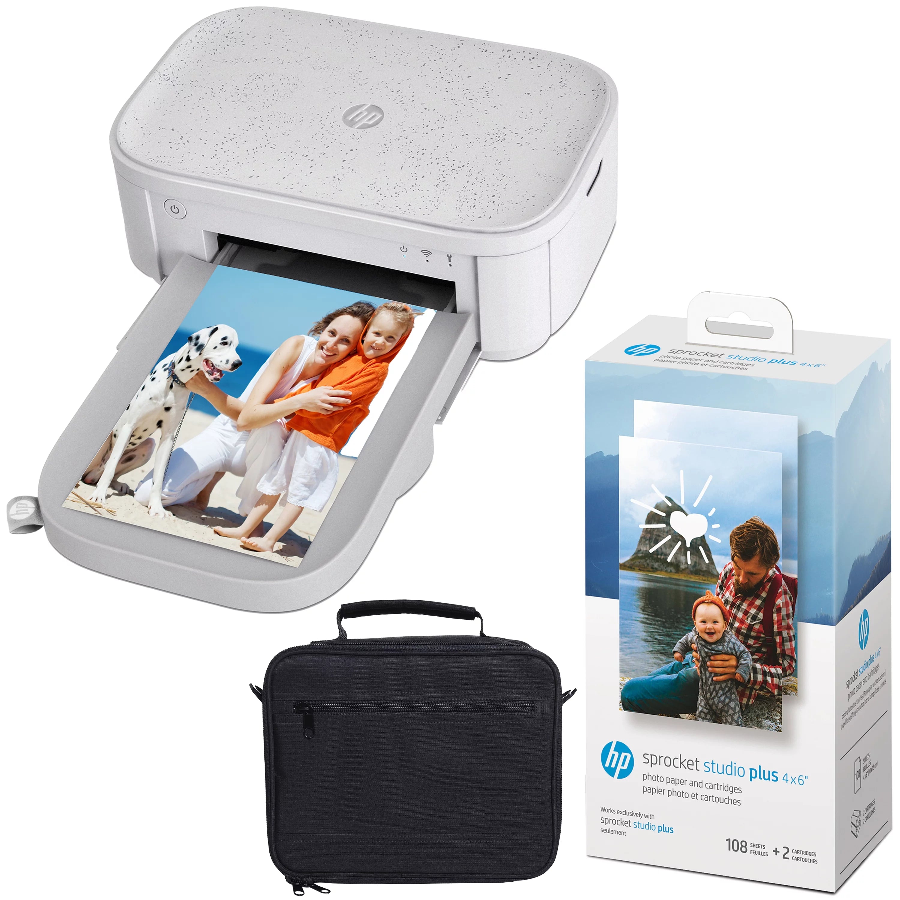 HP Sprocket Studio Plus 4x6¡± Instant Color Photo Printer ¨C Bundle: Case and Photo Paper