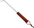 PEPKICN 18 Inches Food Flipper - Stainless Steel BBQ Meat Turner Hook with Wooden Handle (1 Pack Right-Handed)