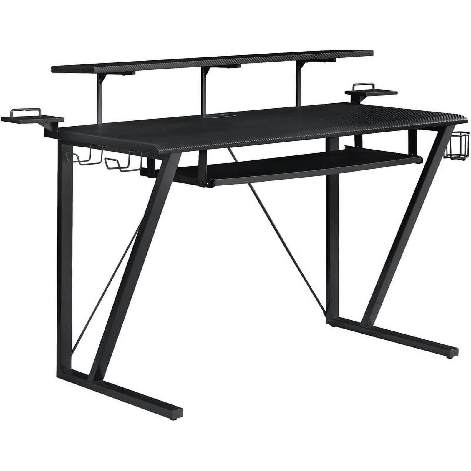 Stonecroft Furniture Modern Gaming Desk with Cup Holder in Gunmetal