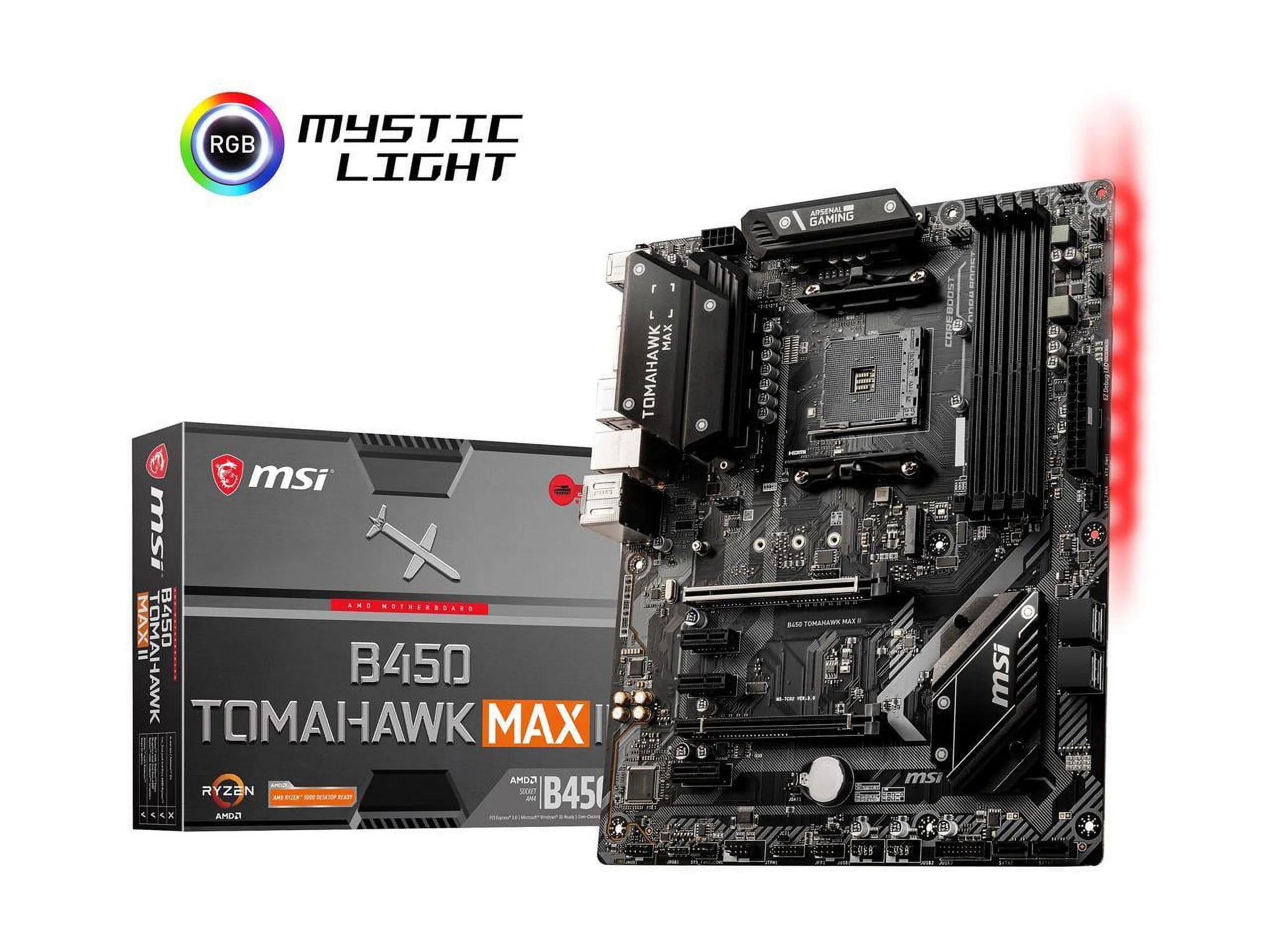 MSI B450 TOMAHAWK MAX II Gaming Motherboard (AMD Ryzen 3000 3rd gen ryzen AM4, DDR4, M.2, USB 3.2 Gen 1, HDMI, ATX) (Factory Refurbished)
