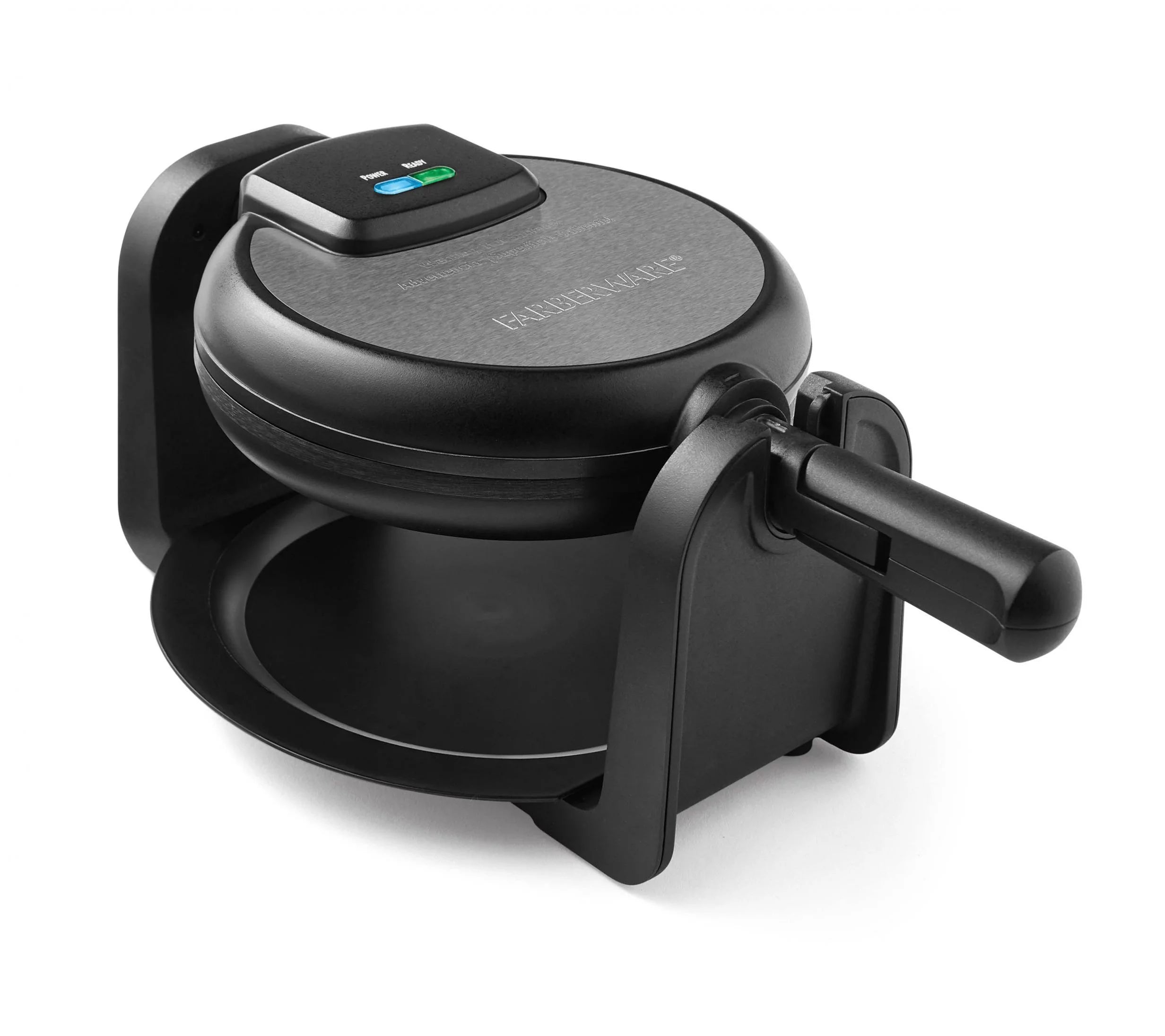 Farberware Single-Flip Waffle Maker, Black with Stainless Steel Decoration