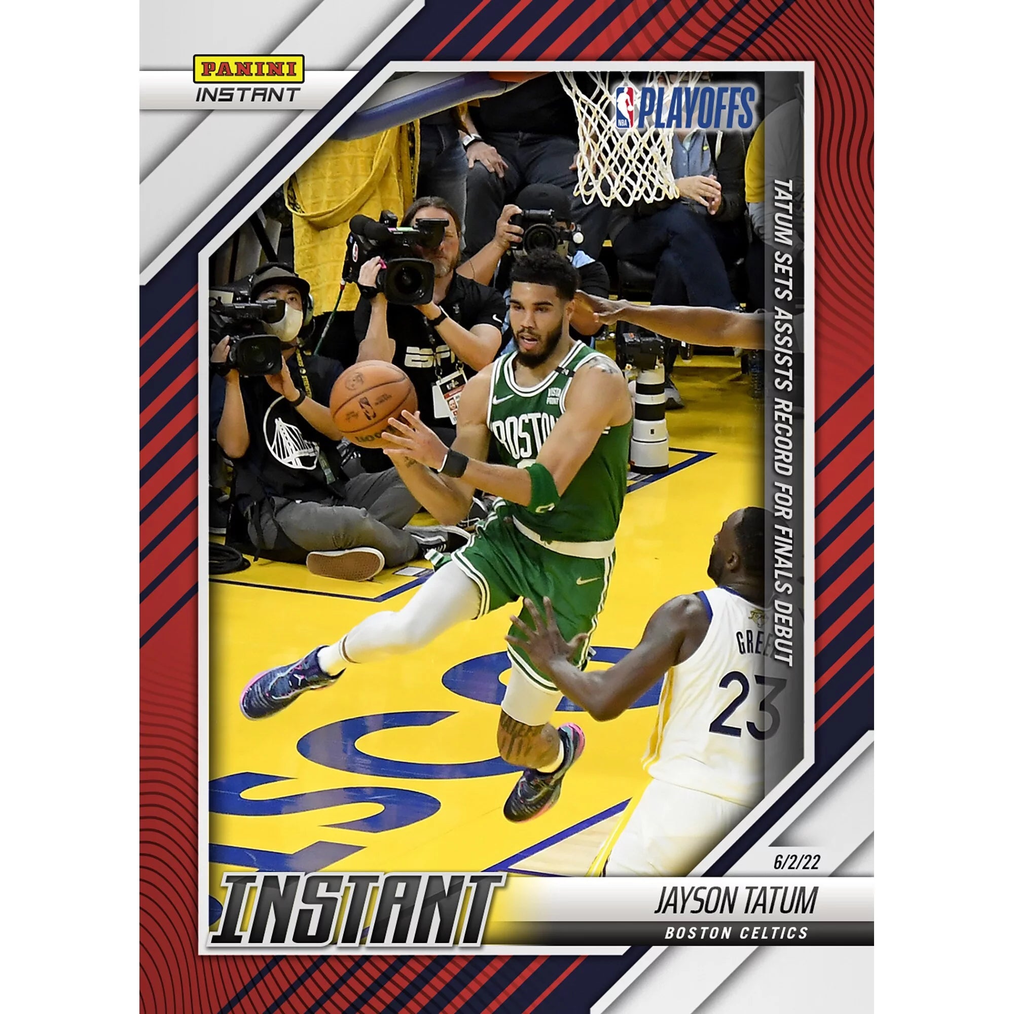 Jayson Tatum Boston Celtics Fanatics Exclusive Parallel Panini Instant Tatum Set a Record for Most Assists in a Finals Debut Single Trading Card - Limited of 99