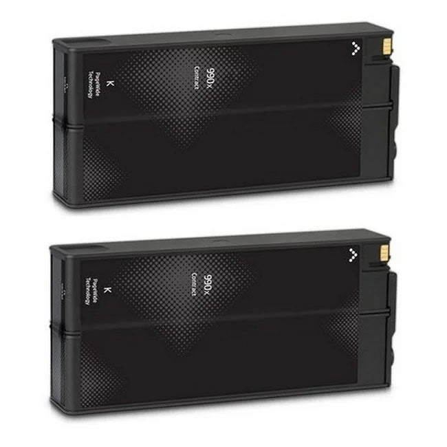 PrinterDash Replacement for PageWide Pro 750/755/772/774/777/779/P7050/P77740/P77750/P77760 Black High Yield Inkjet (2/PK-20000 Page Yield) (NO. 990X) (M0K28XC_2PK)