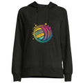 COMIO Women's Worn Out Volleyball Thrasher Hoodie Simple Graffiti Black