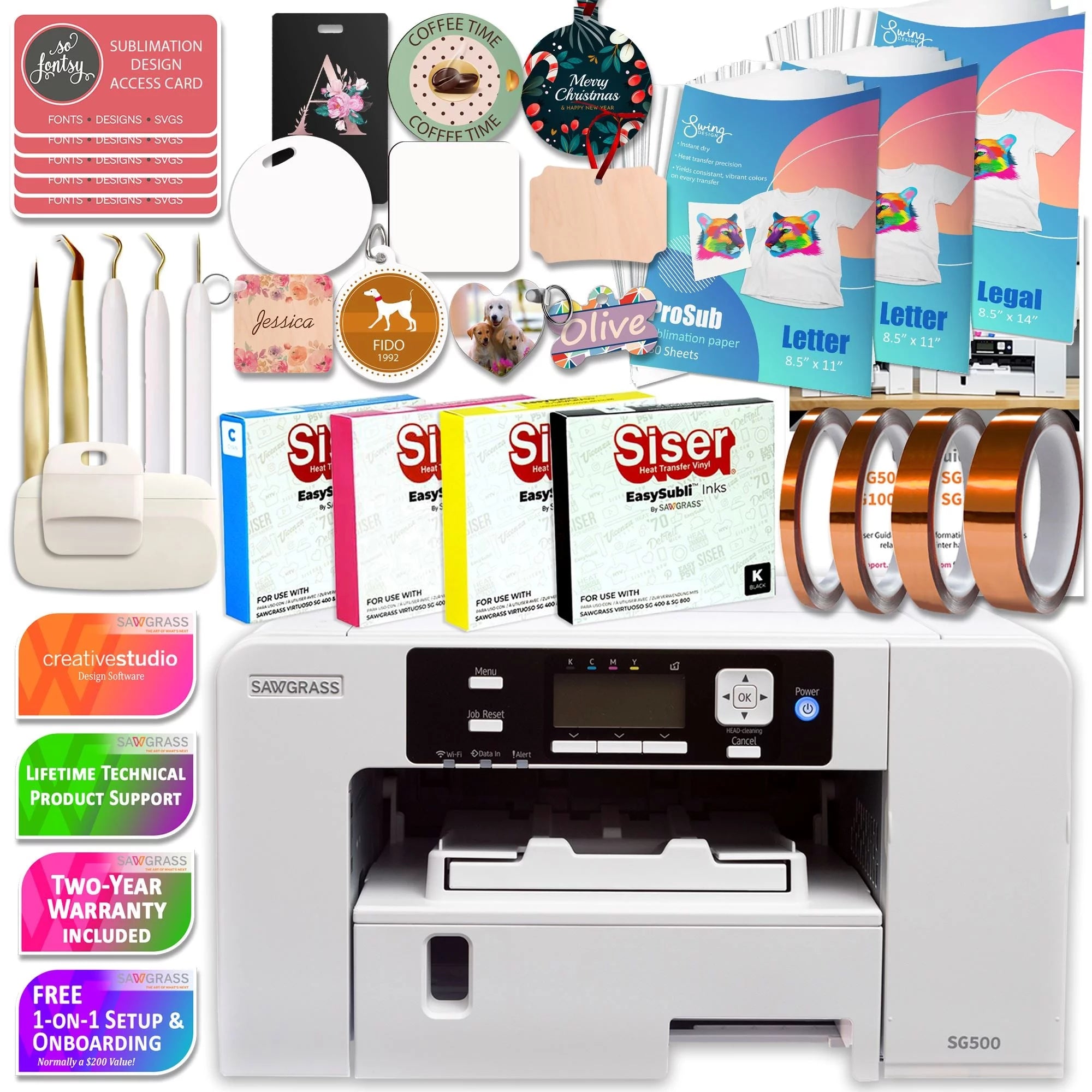 Sawgrass SG500 Sublimation Printer Deluxe 450 Sheet Starter Bundle
