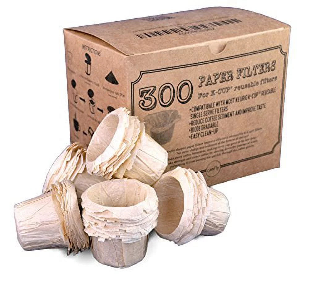 canFly Unbleached Disposable K-CUP Paper filters for Keurig single cup coffer filters compatible with Ekobrew, EZ-Cup and other Reusable K-CUP Filters (300 Count)
