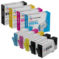 Ld remanufactured hp 910xl high yield cartdges: (2) 3yl65an black, (1) 3yl62an cyan, (1) 3yl63an magenta, (1) 3yl64an yellow 5-pack for officejet pro 8010, 8020, 8021, 8025, 8028, 8030, 8035