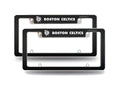 Boston NBA Celtics (Set of 2) Chrome Metal License Plate Frames with Carbon Fiber Design