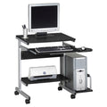 UrbanPro Transitional Mobile Wood Computer Cart in Black Anthracite