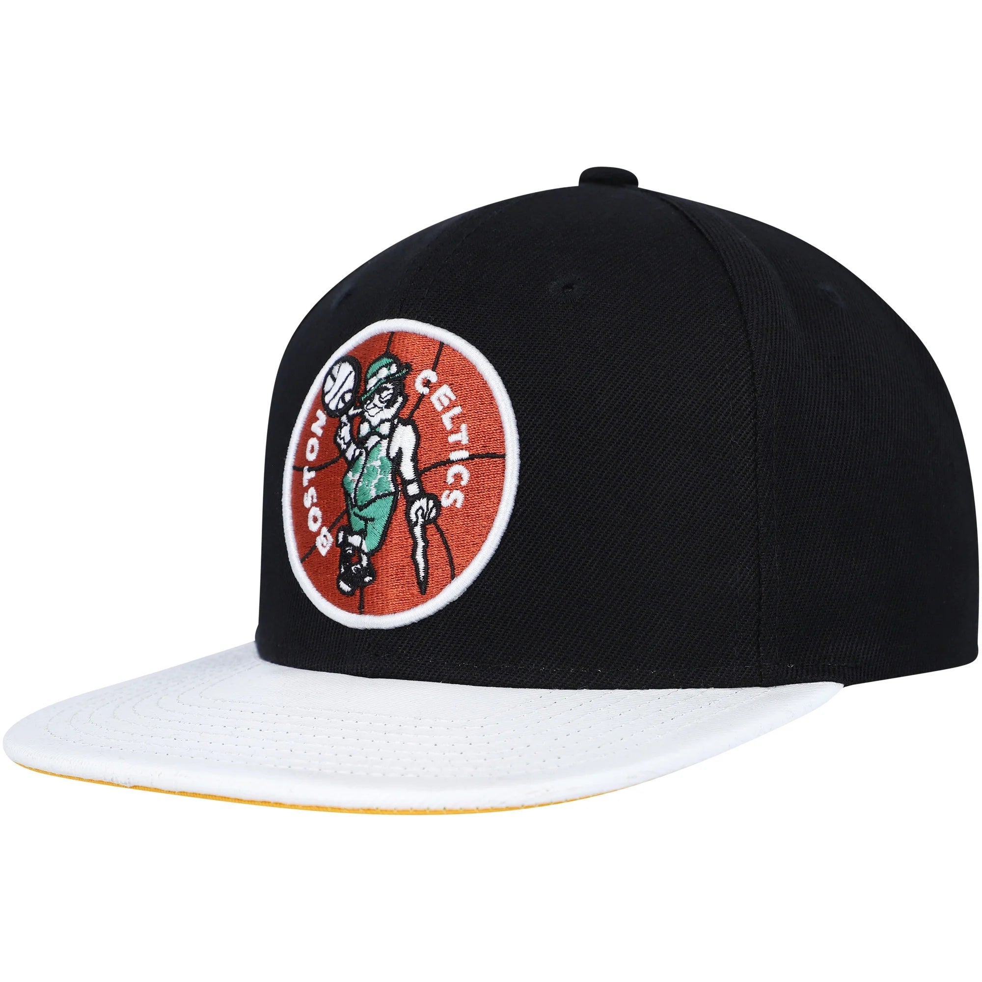 Men's Mitchell & Ness  Black/White Boston Celtics Hardwood Classics-Wear Away Visor-Snapback Hat - OSFA