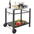 SKYSHALO Double-Shelf BBQ Outdoor Grill Dining Cart Movable Food Prep Trolley Patio