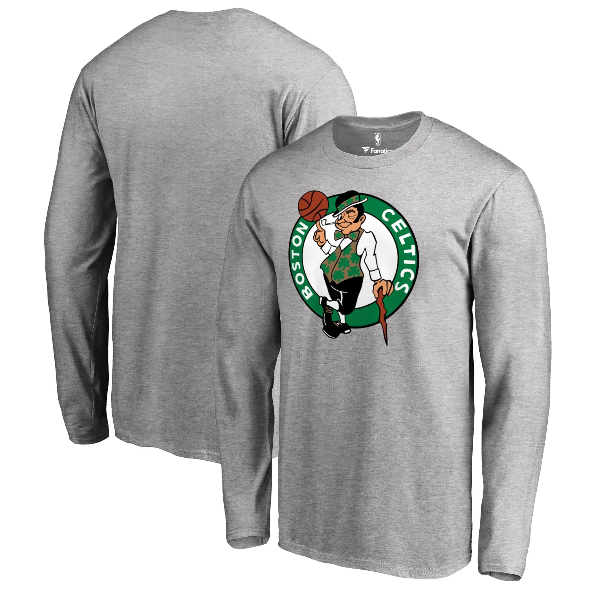 Men's Fanatics Branded Heather Gray Boston Celtics Primary Logo Long Sleeve T-Shirt