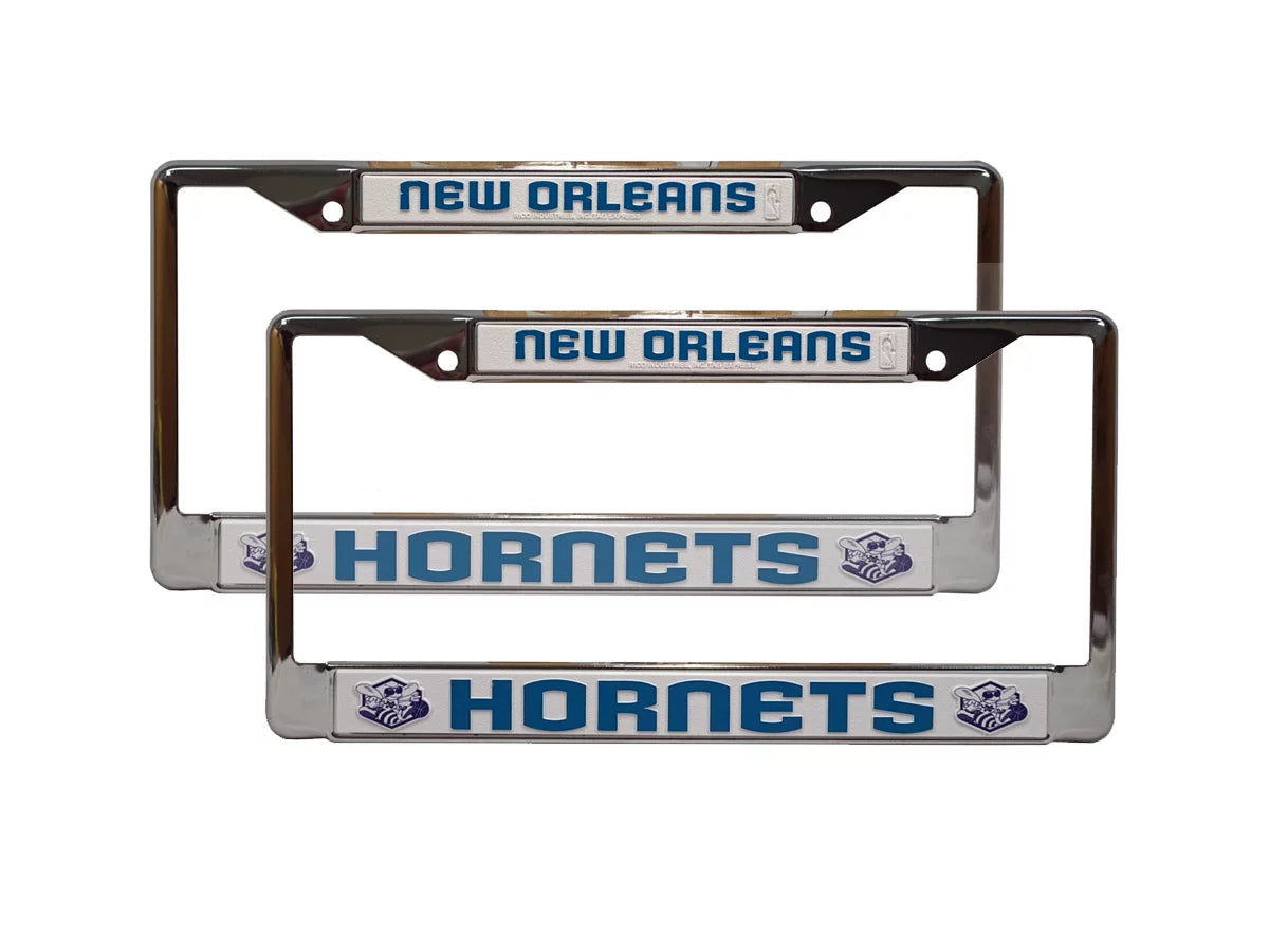 New Orleans NBA Hornets Vintage Old School Chrome (Set of 2) License Plate Frames