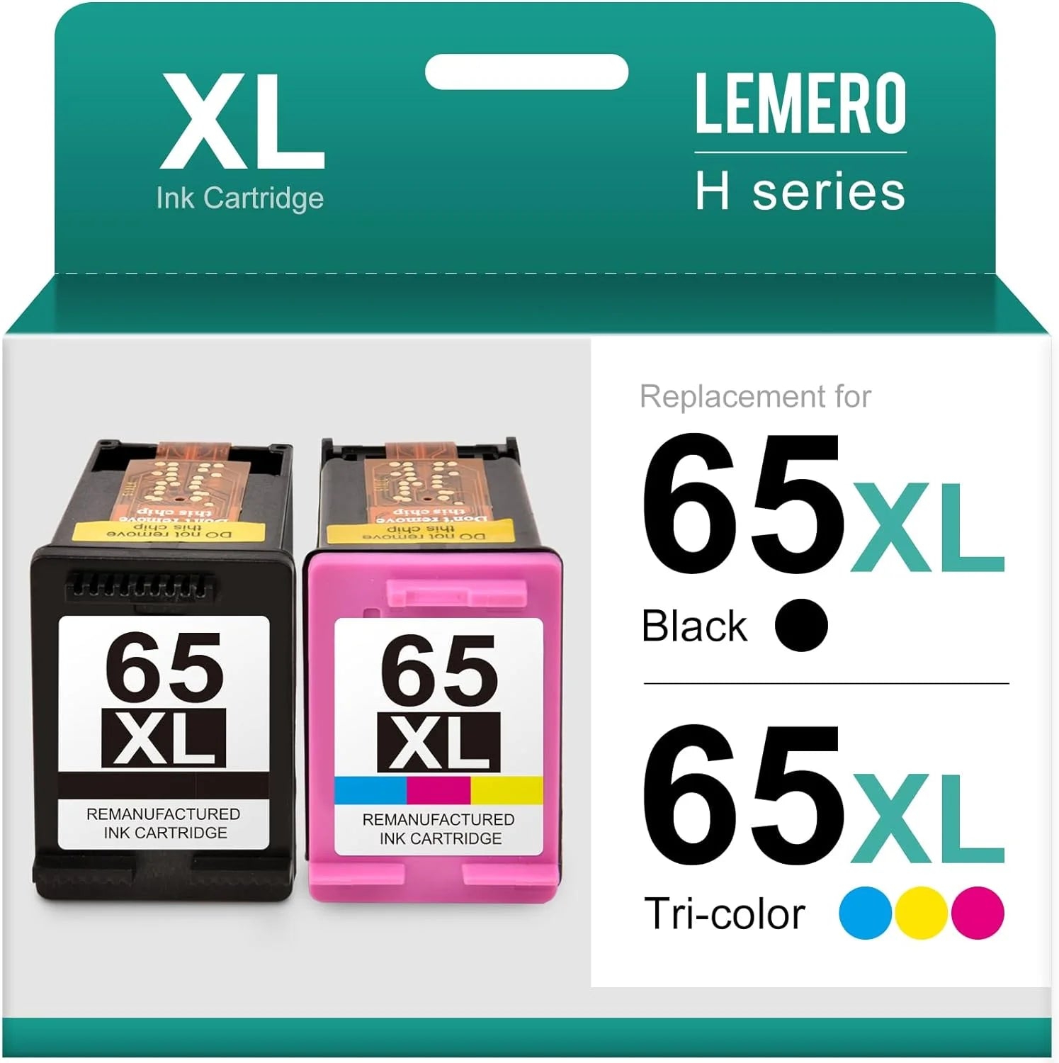 LEMERO 65XL Replacement for HP Ink 65 XL 65XL Ink Cartridges Black Color Combo Pack for HP Deskjet 3755, Envy 5055