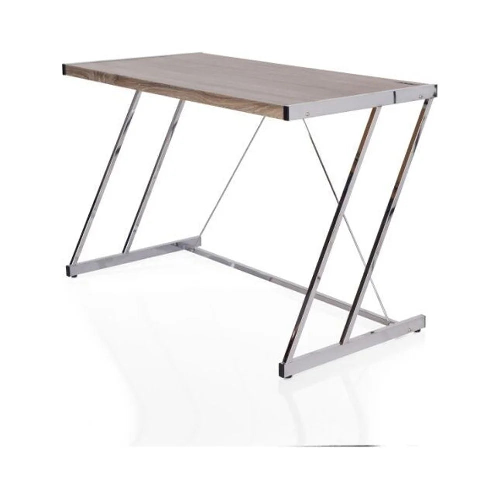 HomeRoots Cool Oak and Chrome USB Desk